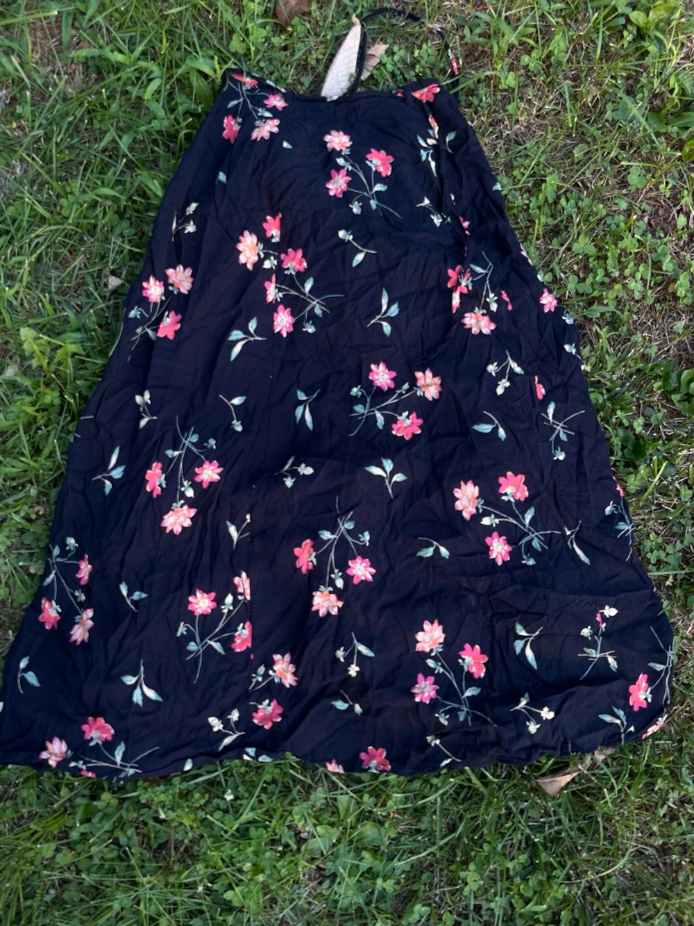 90s-Y2K Cottage Core Flowy Wrap Skirt - Black Floral Maxi by Bass - Picture 2 of 14